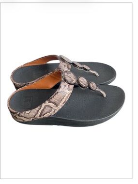 FitFlop Halo Toe Thong Sandals Women’s Size 8 Snake Print Comfort Flip Flops